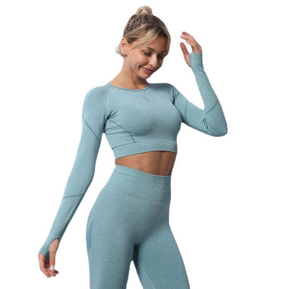 Seamless Knitted Yoga Clothes Long-sleeved Jacket Sports Fitness Women trendy