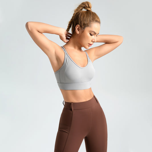 Women's Cross Beauty Back Exercise Double-shoulder Strap Rear Breasted Gathering Bra