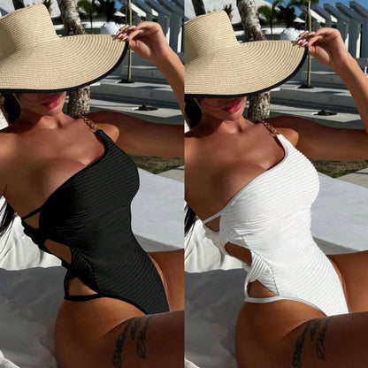 New One-piece Swimsuit Solid Colour Women
