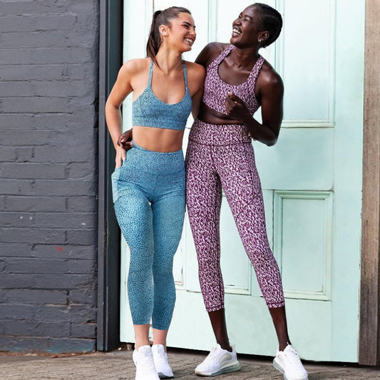 Printed Pocket Halter Bra & Trousers Yoga Set - Women's Fitness & Sportswear