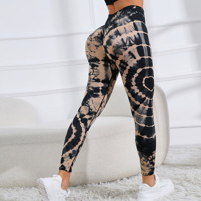 New Tie Dye Printed Yoga Pants Women Seamless High Waist Hip Lifting Fitness Running trendySports Leggings