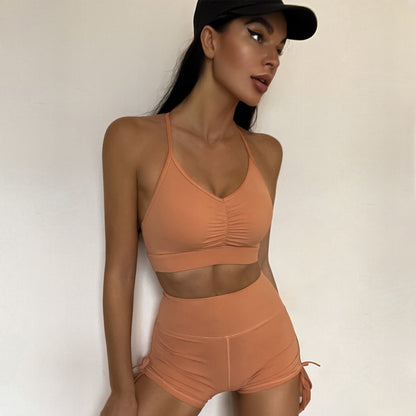 Nude Sensation Waist Gathering Bodysuit Fitness Yoga Wear Women trendy