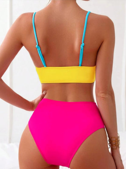 Split Swimsuit Color Matching Color Contrast Bikini Bikini Swimsuit