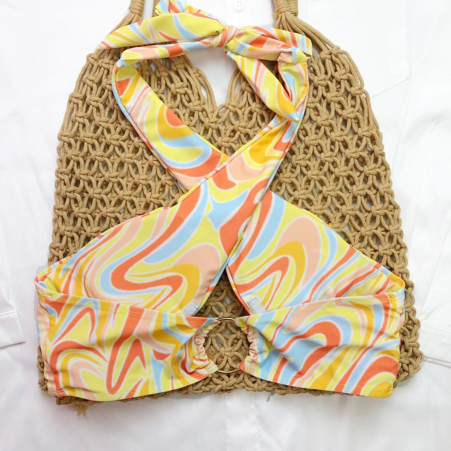 Vibrant Swimwear Colour Printing Three-Piece Set – Stylish & Comfortable Beachwear for Summer