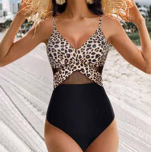 One-Piece Swimsuit for Women - Pure Colour Mesh Bikini