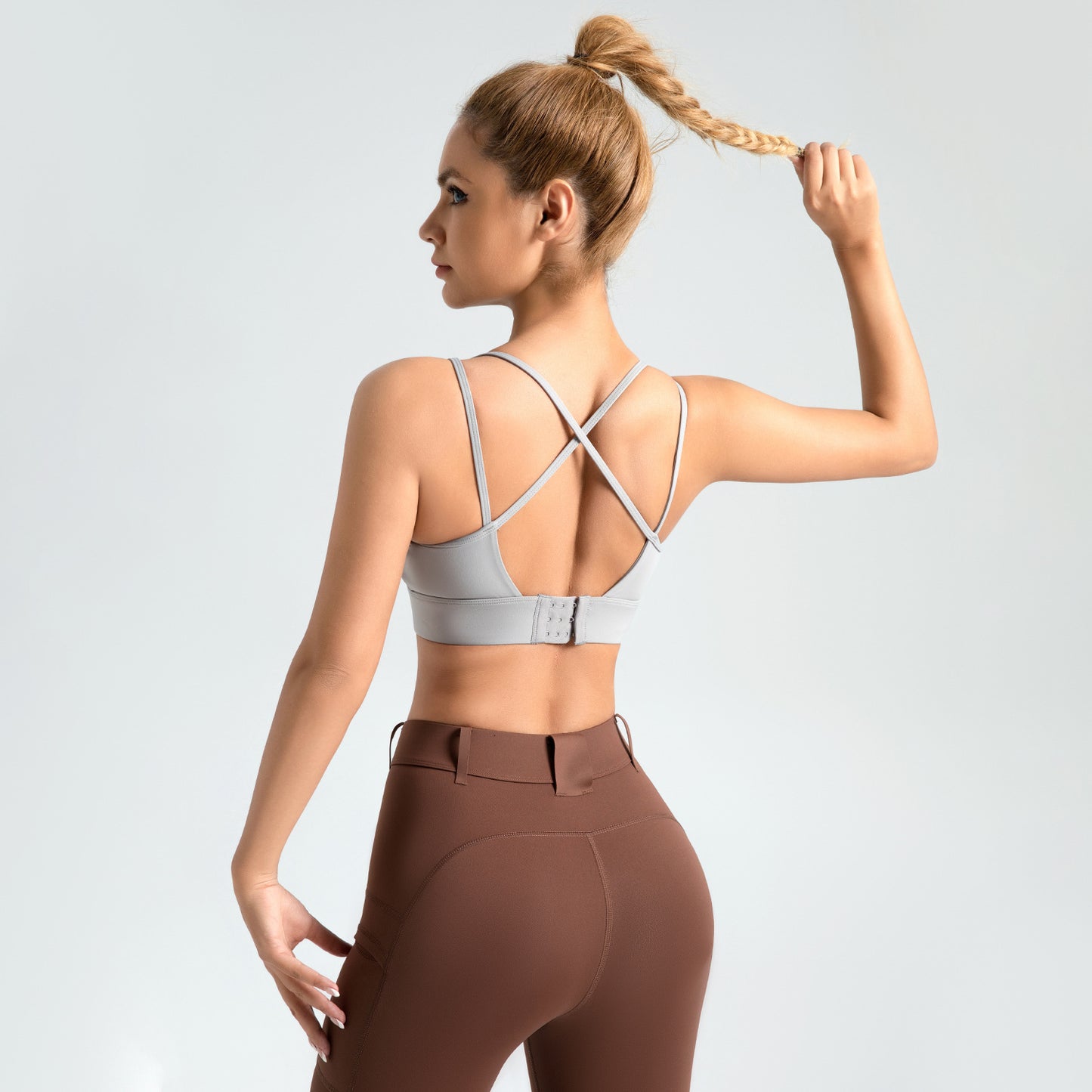 Women's Cross Beauty Back Exercise Double-shoulder Strap Rear Breasted Gathering Bra