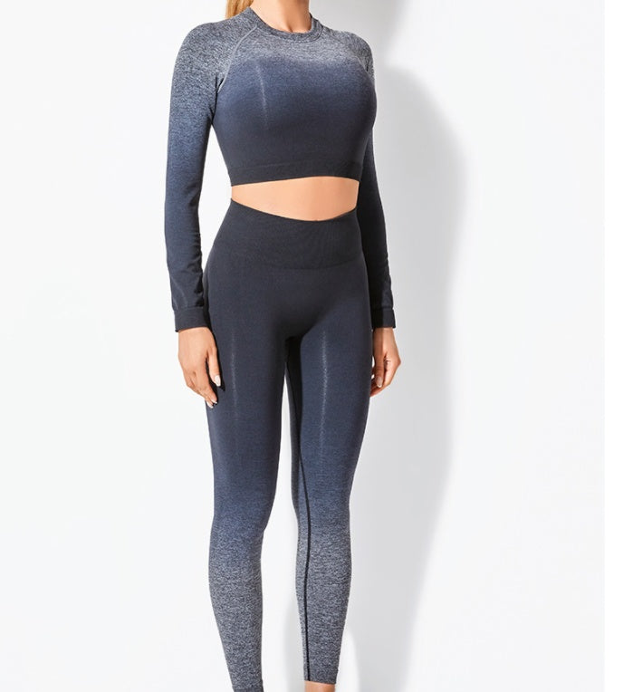 Yoga Wear Long Sleeve Suit Women Seamless Gradient Fitness Wear trendy