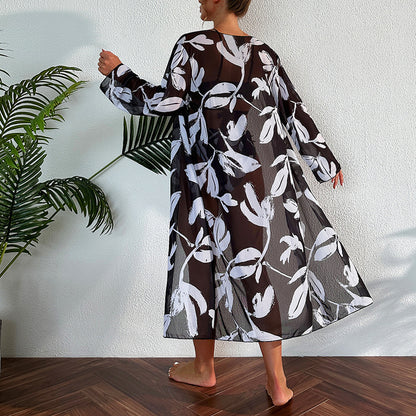 New Bikini Three-piece Women's Swimsuit Black And White Printed Swimming trendy