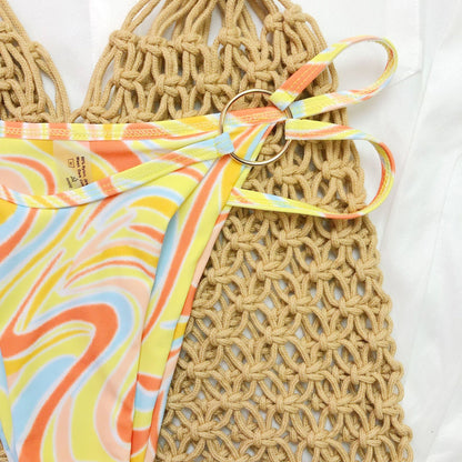 Vibrant Swimwear Colour Printing Three-Piece Set – Stylish & Comfortable Beachwear for Summer