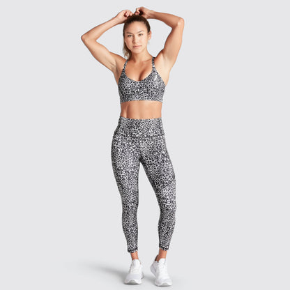 Printed Pocket Halter Bra & Trousers Yoga Set - Women's Fitness & Sportswear