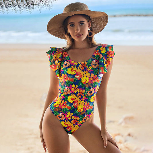 One-piece Swimsuit Female U-shaped Collar Lace Design trendy