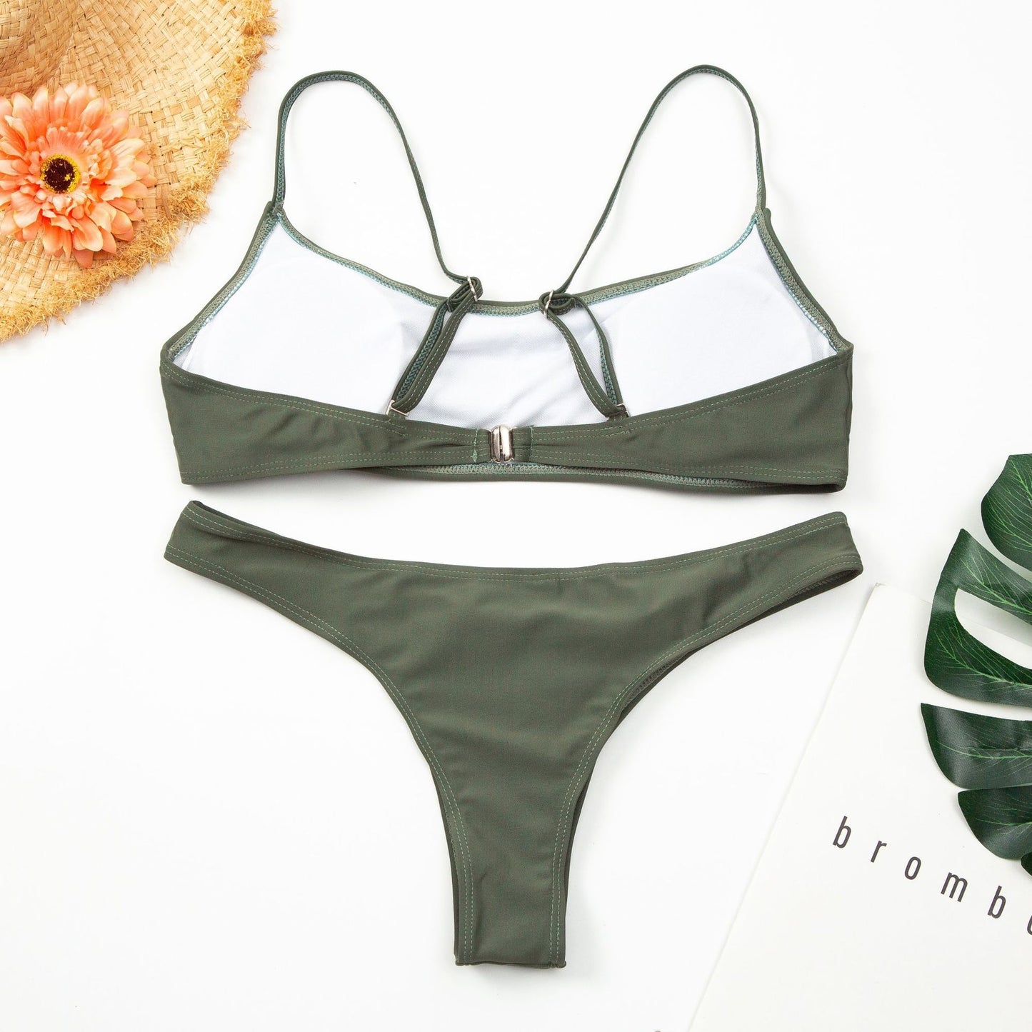 Women's Casual Nylon Split Color Bikini Set trendy