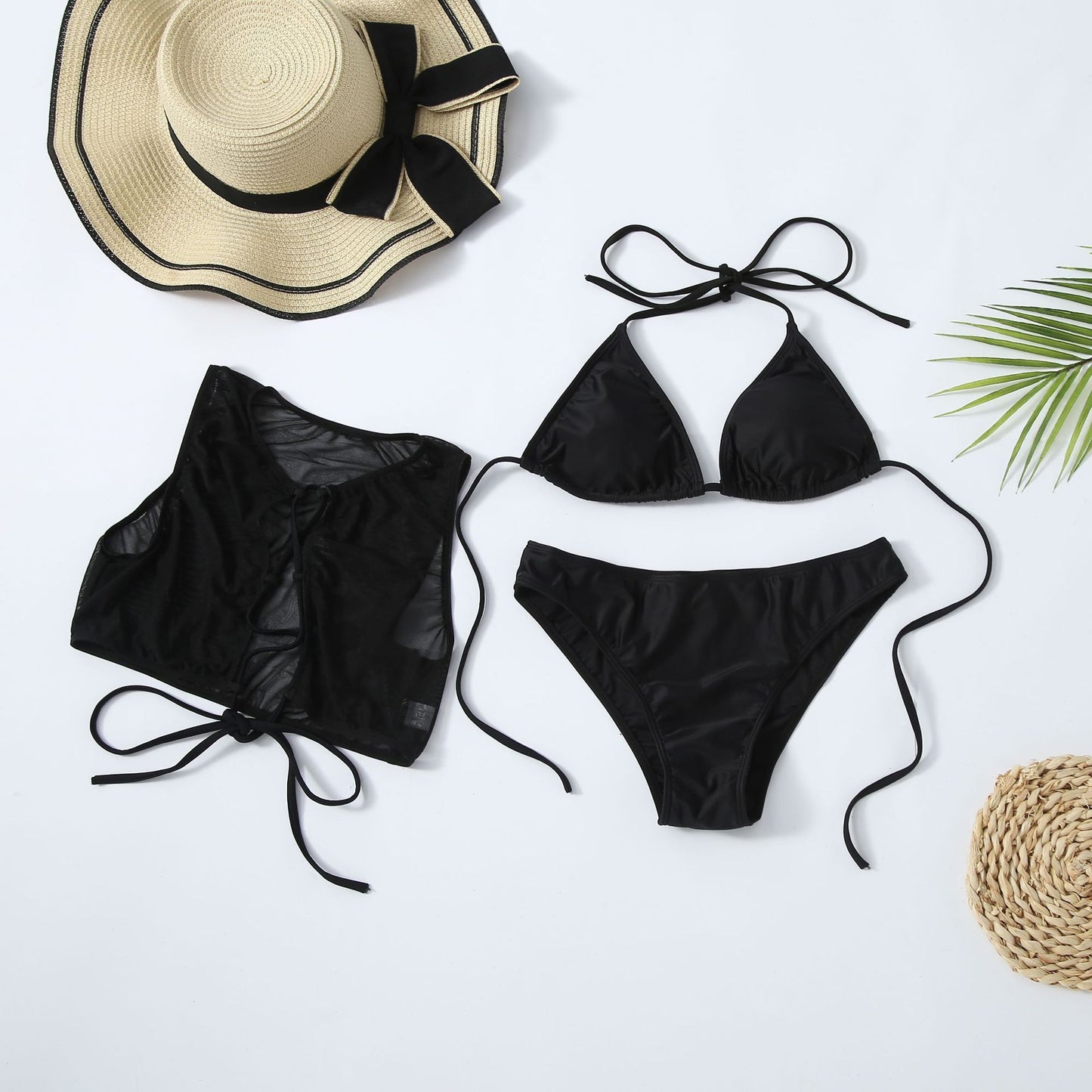 Elegant Ladies Swimsuit Mesh Three Piece Set