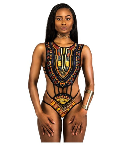 New One Piece Swimsuit With Bikini Print