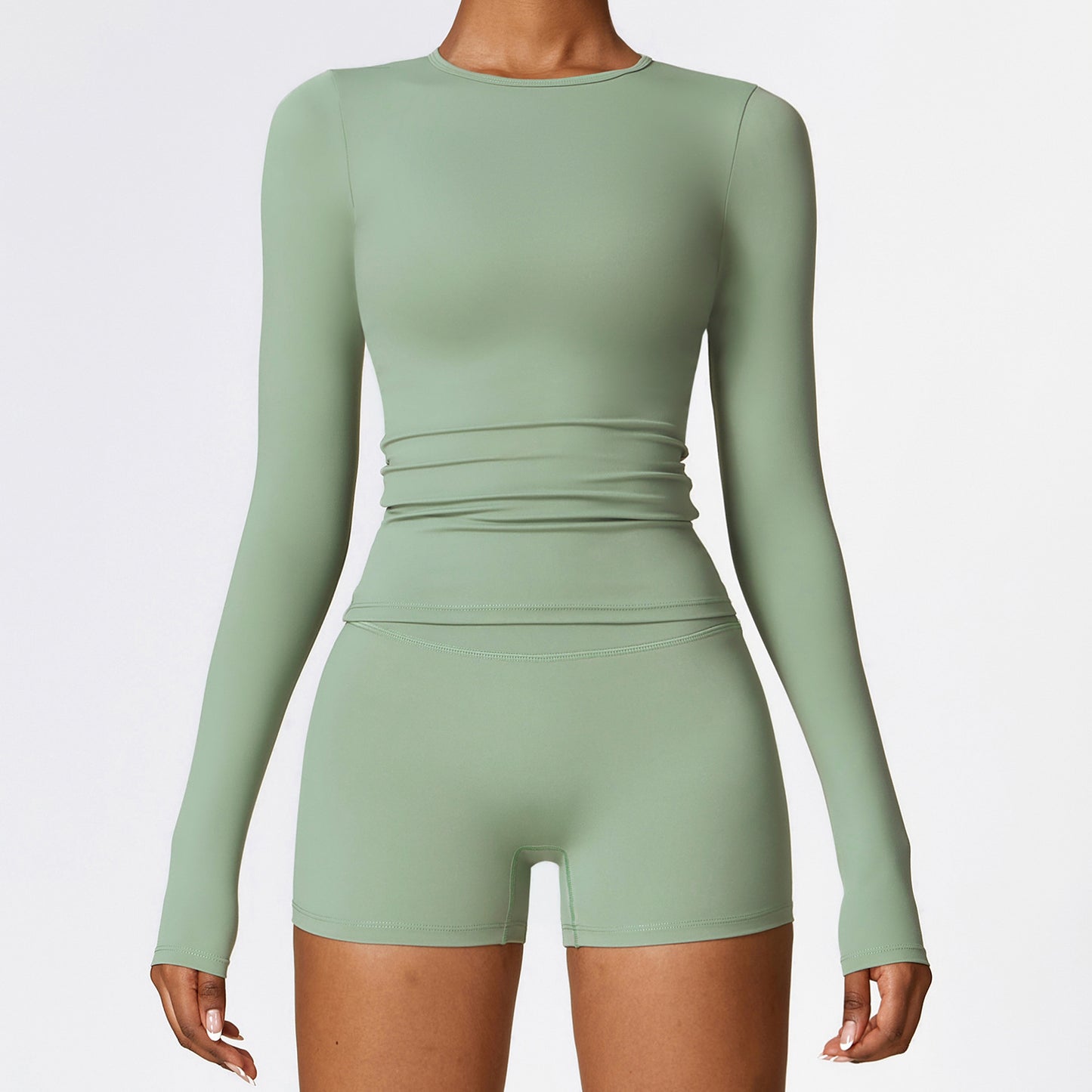 Women's Slim Yoga Suits Long Sleeve Pullover Top And Shorts Fashion Fitness Sports Clothing For Women
