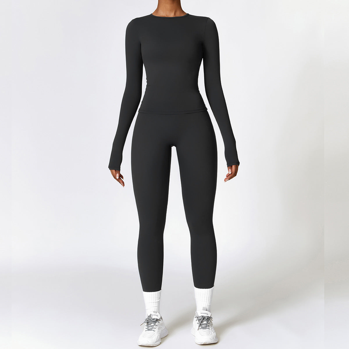 Tight-fitting trendy Brushed Yoga Suit Quick-drying Fitness Clothes  Fitness Long Sleeve Tracksuits Sports Suit Gym Top High Waist Leggings Women Sets Yoga Set