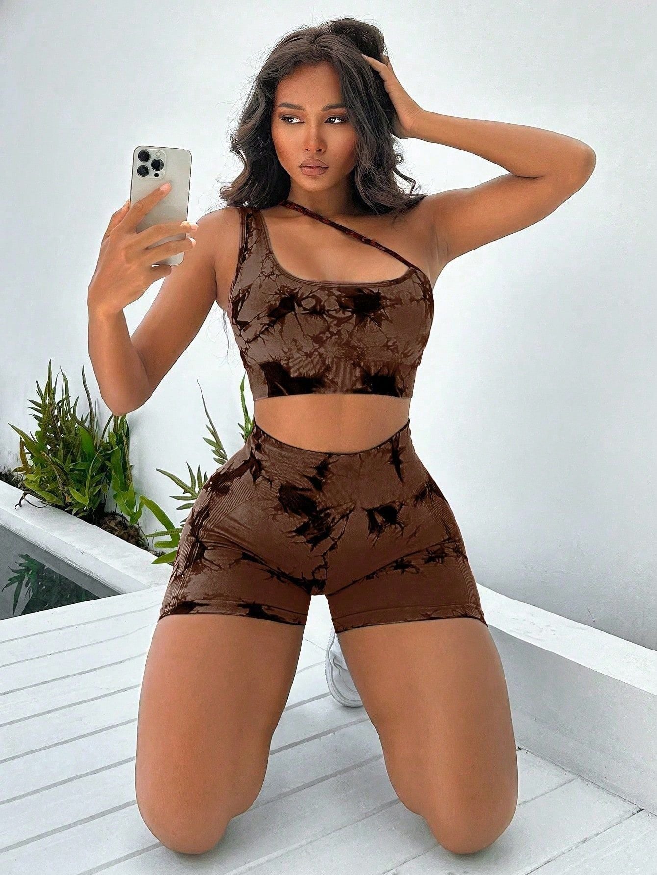 Seamless Fitness Suit | High Waist Tie-dye Bra & Shorts Set | Stretchy Gymwear for Women