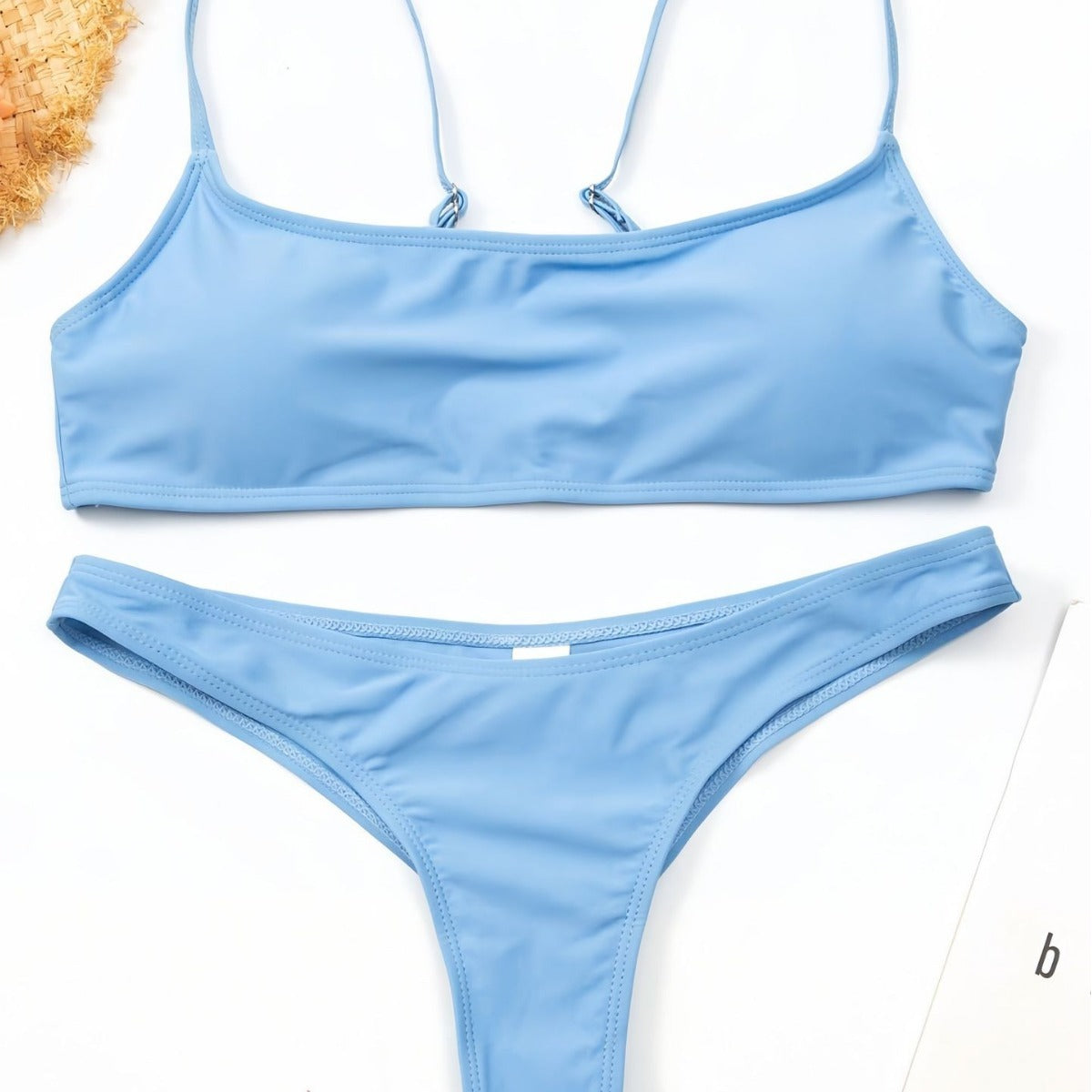 Women's Casual Nylon Split Color Bikini Set trendy