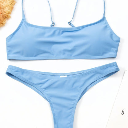 Women's Casual Nylon Split Color Bikini Set trendy