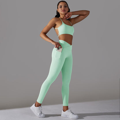 Beauty Back Sports Bra & High Waist Leggings Set – Stylish Activewear for Women