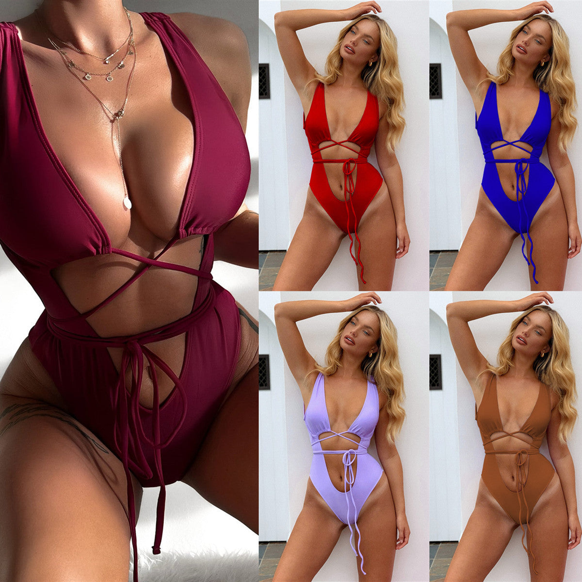 Hollow Out Strap One-piece Swimsuit For Women