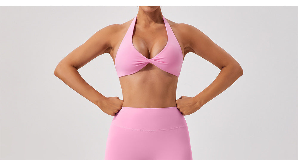 Nude Feel Breathable Halter Beauty Back Yoga Bra Tight Fitness Top