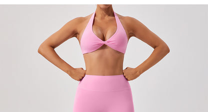 Nude Feel Breathable Halter Beauty Back Yoga Bra Tight Fitness Top