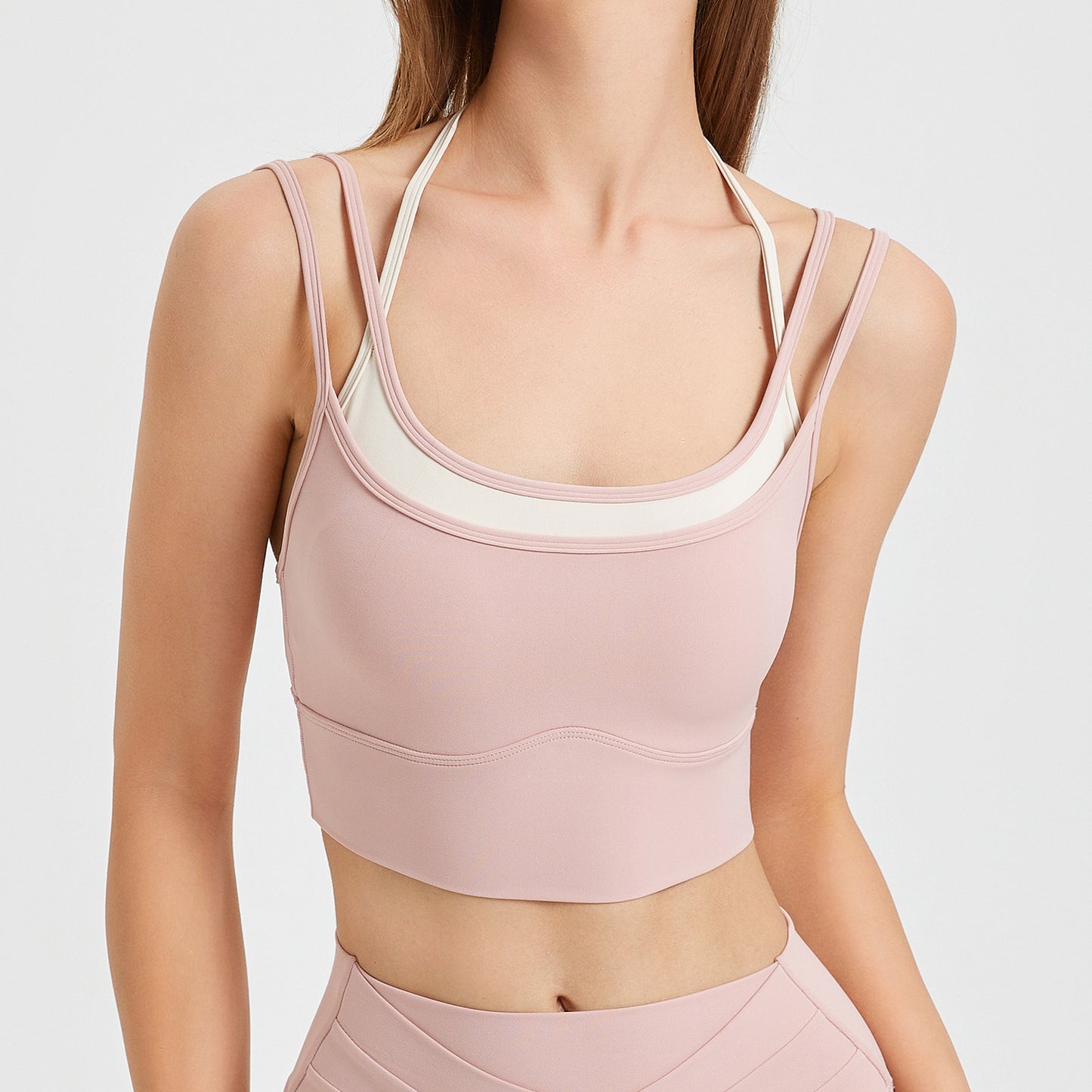 Contrast Colors False-two-piece Quick-drying Sports Bra Beauty Back Fitness trendy
