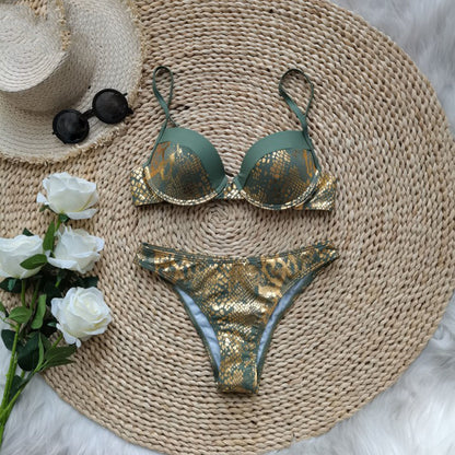 Women's Bikini Swimsuit Push Up Bronzing Split trendy
